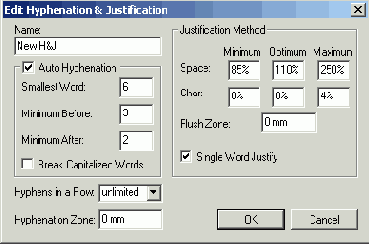  Edit Hyphenation & Justification