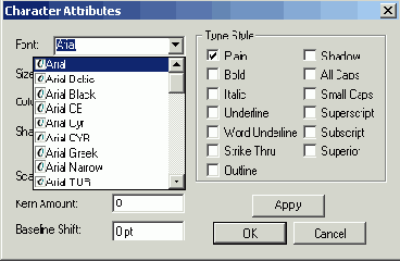  Font    Character Attributes