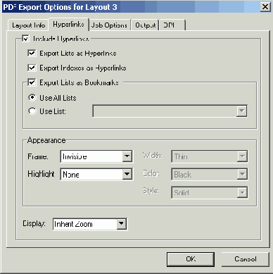  Hyperlinks   PDF Export Options