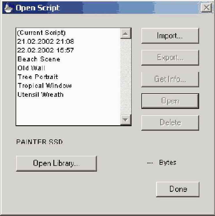 Окно диалога Open Scripts